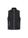 Brunello Cucinelli Quilted High Collar Sleeveless Vest With Side Zip Pockets In Colored Blue+linseed