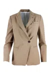 Brunello Cucinelli Single Breasted Tailored Blazer In Cookie