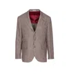 Brunello Cucinelli Houndstooth Wool Blend Single-breasted Blazer In Gray