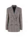 Brunello Cucinelli Women Alpaca And Wool Prince De Galles Blazer In Gray