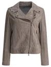 Brunello Cucinelli Suede Biker Jacket In Grey