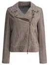 Brunello Cucinelli Suede Biker Jacket In Grey