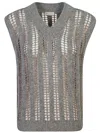 Brunello Cucinelli Wool & Mohair Open Knit Vest In Grey