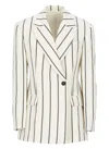 Brunello Cucinelli Striped Double-breasted Blazer In Ivory