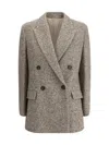 Brunello Cucinelli Wool Jacket With Notched Lapels And Back Vent In Multi