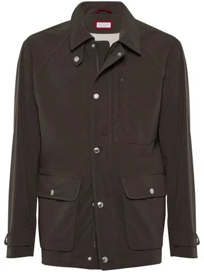 Brunello Cucinelli Cotton Water-resistant Field Jacket In Brown
