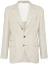 Brunello Cucinelli Linen-wool-silk Single-breasted Blazer In Multicolor