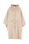 Brunello Cucinelli Hooded Buttoned Cape In Neutral