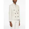 Brunello Cucinelli Button Herringbone Blazer In White