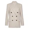 Brunello Cucinelli Beige Double-breasted Jacket With Notched Revers In Virgin Wool Blend Woman In Gray