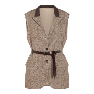 BRUNELLO CUCINELLI JACKETS OCRA/PANAMA/NERO