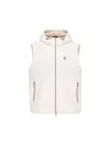 Brunello Cucinelli White Logo Windbreaker Vest In Off-white+off-white+red