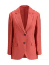 Brunello Cucinelli Hemp Blazer Jacket In Red