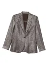 Brunello Cucinelli Metallic Single-breasted Blazer In Silver