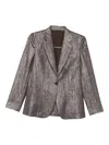 Brunello Cucinelli Metallic Single-breasted Blazer In Silver