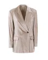 Brunello Cucinelli Monili Embellished Sleek Velvet Blazer In Unito