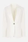 Brunello Cucinelli Viscose And Linen Blazer With Silk Blend Lining In White