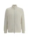 Brunello Cucinelli Men Knitted Down Jacket In White