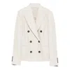 Brunello Cucinelli Button Herringbone Blazer In White