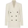 Brunello Cucinelli Beige Double-breasted Jacket In Wool And Cashmere In White