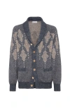 Brunello Cucinelli Geometric Jacquard Pattern In Blue