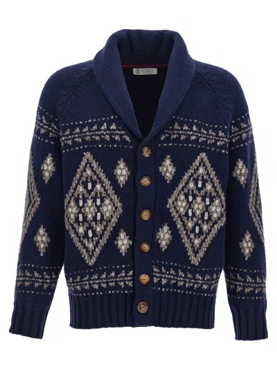 BRUNELLO CUCINELLI BRUNELLO CUCINELLI JACQUARD CASHMERE CARDIGAN