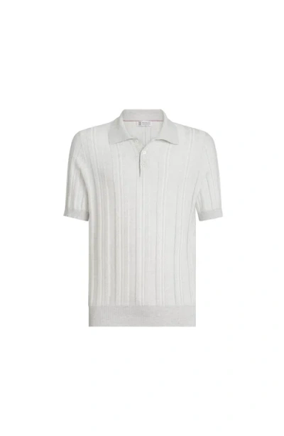 Brunello Cucinelli Button-fastening Short-sleeve Polo Shirt In Gray