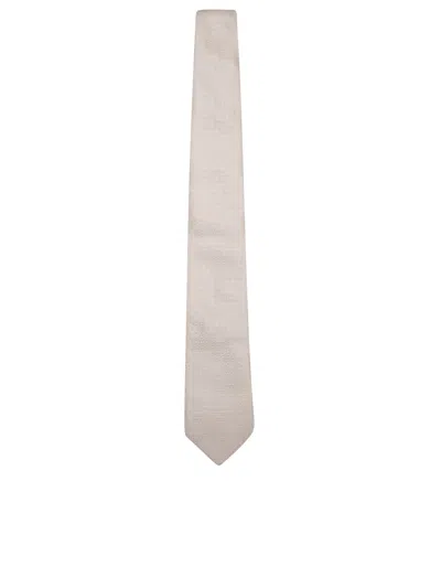 Brunello Cucinelli Jacquard Micro-pattern Cream Tie In White