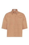 Brunello Cucinelli Jacquard Shirt In Rust Brown
