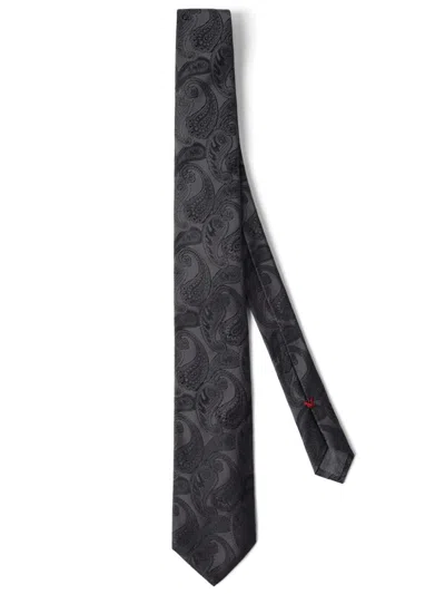 Brunello Cucinelli Jacquard Silk Tie In Grey