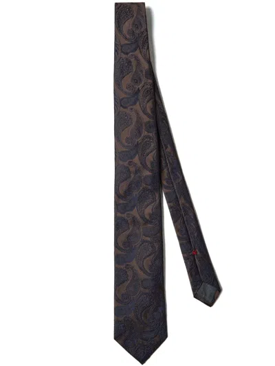 Brunello Cucinelli Jacquard Silk Tie In Blue