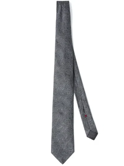 Brunello Cucinelli Jacquard Silk Tie In 灰色