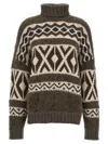 Brunello Cucinelli Retro Jacquard Cashmere Wool Turtleneck Sweater In Multicolor