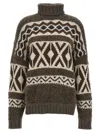 Brunello Cucinelli Retro Jacquard Cashmere Wool Turtleneck Sweater In Multicolor