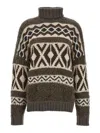 Brunello Cucinelli Retro Jacquard Cashmere Wool Turtleneck Sweater In Multicolour