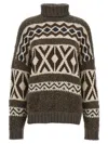 Brunello Cucinelli Retro Jacquard Cashmere Wool Turtleneck Sweater