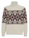 Brunello Cucinelli Geometric Jacquard Turtle Neck Pullover