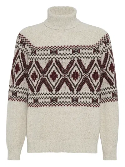 BRUNELLO CUCINELLI JACQUARD TURTLENECK SWEATER