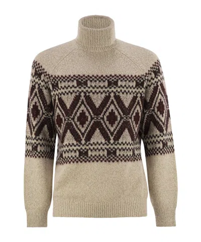 BRUNELLO CUCINELLI BRUNELLO CUCINELLI GEOMETRIC JACQUARD TURTLENECK JUMPER