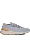 Brunello Cucinelli Low Slip-on Stretch Wool Knit Sneakers With Rubber Sole In Gray