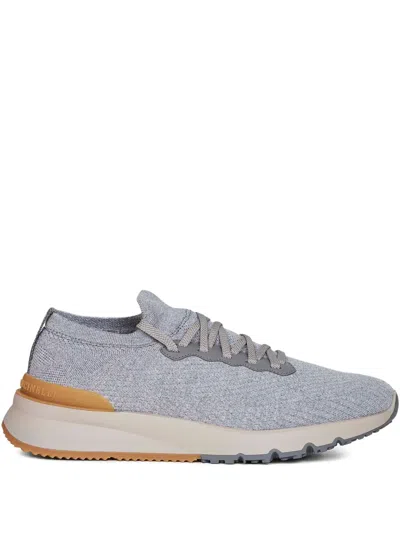 Brunello Cucinelli Jacquard Wool Knit Sneakers