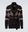 Brunello Cucinelli Jacquard Wool, Silk And Cashmere Cardigan In Brown
