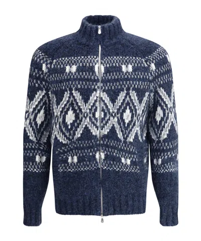 BRUNELLO CUCINELLI JACQUARD ZIP-UP CARDIGAN