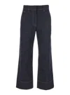 Brunello Cucinelli Blue Jeans With Wide Leg And Contrasting Stitching In Denim Woman