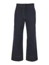 Brunello Cucinelli Blue Jeans With Wide Leg And Contrasting Stitching In Denim Woman