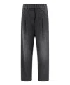Brunello Cucinelli Grey Five Pocket Jeans With Elastic Waist In Blue