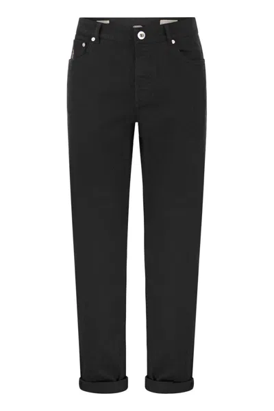 Brunello Cucinelli Five-pocket Traditional Fit Trousers In Light Comfort-dyed Denim In Black