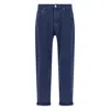 Brunello Cucinelli Garment-dyed Logo-patch Jeans In Blue