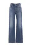 Brunello Cucinelli Blue Jeans With Logo Patch On The Rear And Faded Effect In Blue