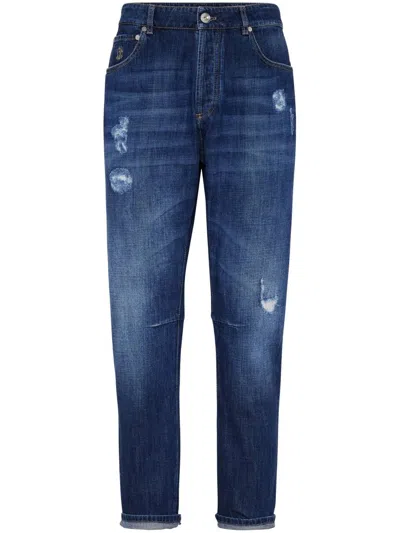 Brunello Cucinelli Used Effect Jeans In Blue
